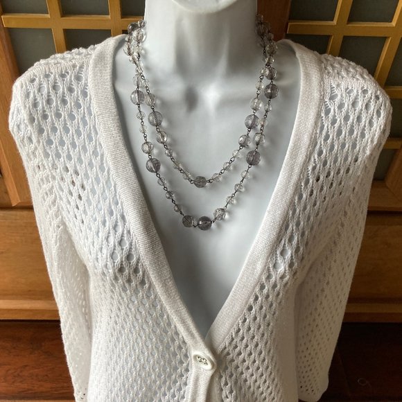 Christopher & Banks White Open Knit Cardigan Sweater. X Large - Picture 2 of 6